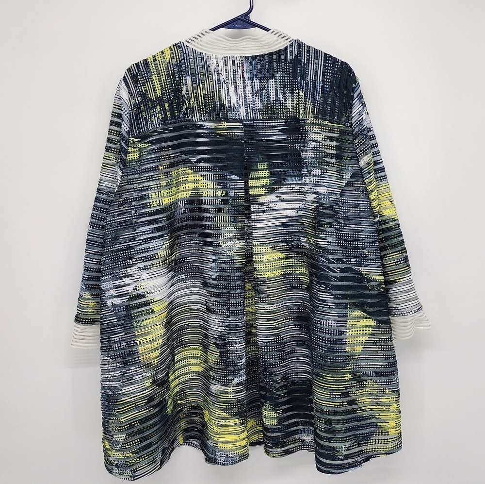 IC by Connie K Ribbed Textured Sheer Jacket Top Full Zip Womens Plus 3X - Picture 3 of 11